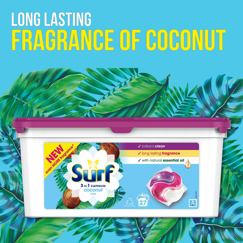 Surf Herbal Extracts 3 in 1 Capsules Washing Capsules even more fragrance* for brilliantly clean laundry every time 3x 27 capsules (81 washes)