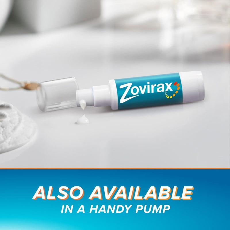 Zovirax Cold Sore Cream for Lips, with Aciclovir, Cold Sore Treatment that Speeds Healing and Pain Relief, Tube 2g