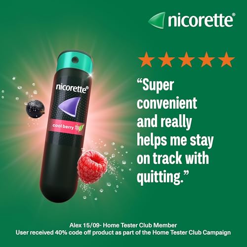 Nicorette QuickMist Mouthspray, Cool Berry (2 x 150 Sprays) Smoking or Vaping Cessation Aid, Designed to Start reducing Cravings in 30 Seconds (Quit Smoking or Quit Vaping Aid)