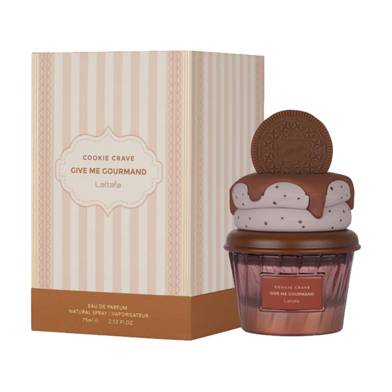 Lattafa Cookie Crave Eau de Parfum, Give Me Gourmand Collection - Sweet Vanilla Cookie Scent, Cocoa Butter and Sugar Notes, Spray Form, Unisex Perfume 75ml