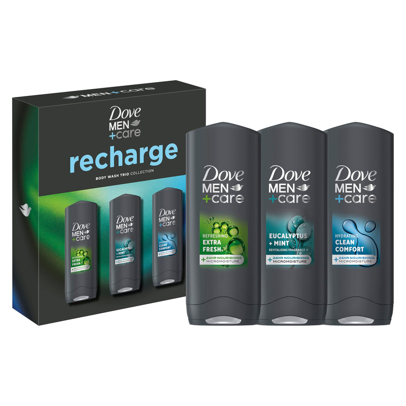 Dove Men+Care Recharge Body Wash Gift Set Trio Collection perfect gifts for him 3 piece