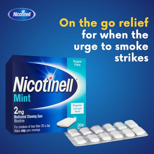 Nicotinell Mint Gum 2mg (204 Pieces), Nicotine Gum, Mega Pack