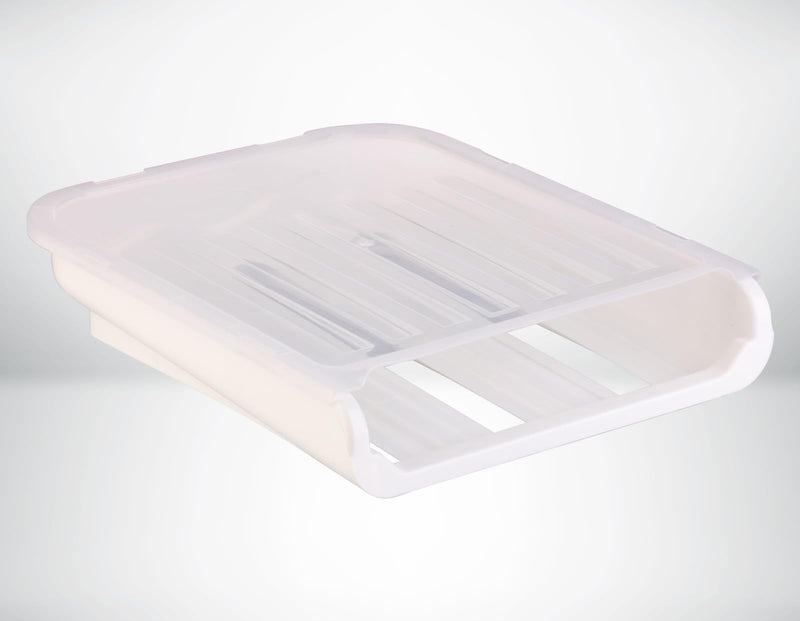 Durable Plastic Egg Tray Organizer - Holds 18 Eggs, Stackable Design for Fridge Storage
