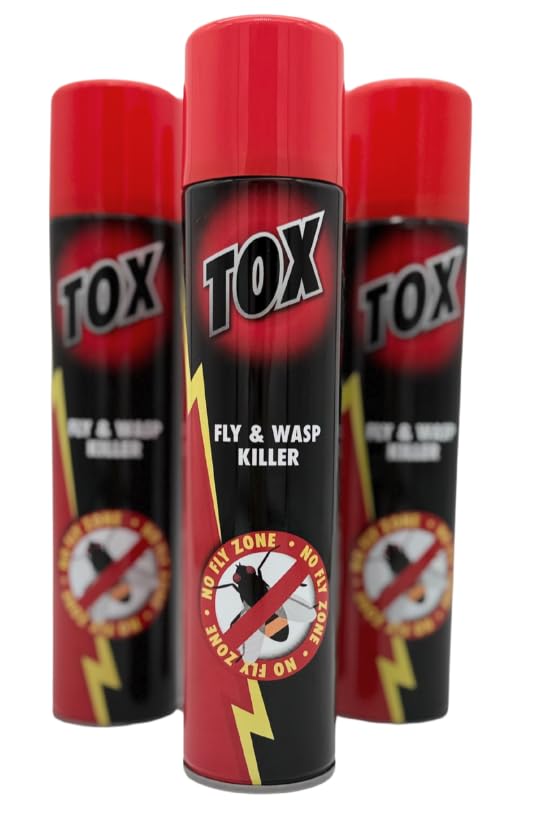 TOX Fly & Wasp Killer, Fly Killer Spray for Flies Wasps Mosquitos & Moths, Fast Acting Pesticide, Pack of 3 (3 x 300ml)