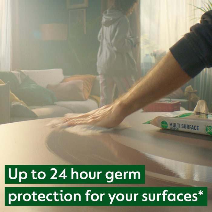 Dettol Protect 24 Multipurpose Antibacterial Wipes, 5 Pack of 80, Total 400, Long-Lasting Germ Protection, Ideal for Home, Office, Travel, First Aid Bag Essential