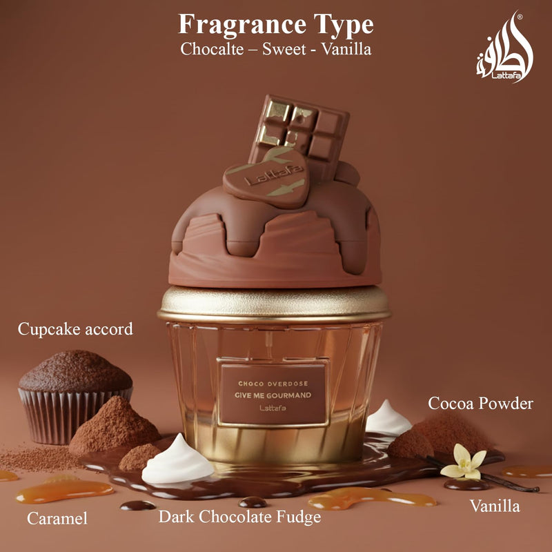 Choco Overdose 75ml Eau De Parfum by Lattafa For Women and Men - Unisex Perfume with Dark Chocolate, Cocoa, Vanilla & Caramel