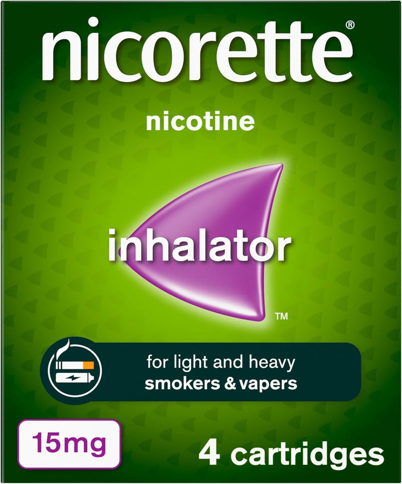 Nicorette 15mg Inhalator (4 Cartridges), Discreet & Convenient Nicotine Inhaler for Quitting Smoking with replaceable cartridges, Quit Smoking Aid or Vaping Cessation Aid