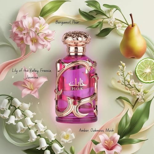 Habik For Women by Lattafa Perfumes – Eau de Parfum 100ml – Long Lasting Floral Fruity Scent for Women – Elegant, Musky, Sweet – Arabian Luxury Perfume Gift for Her