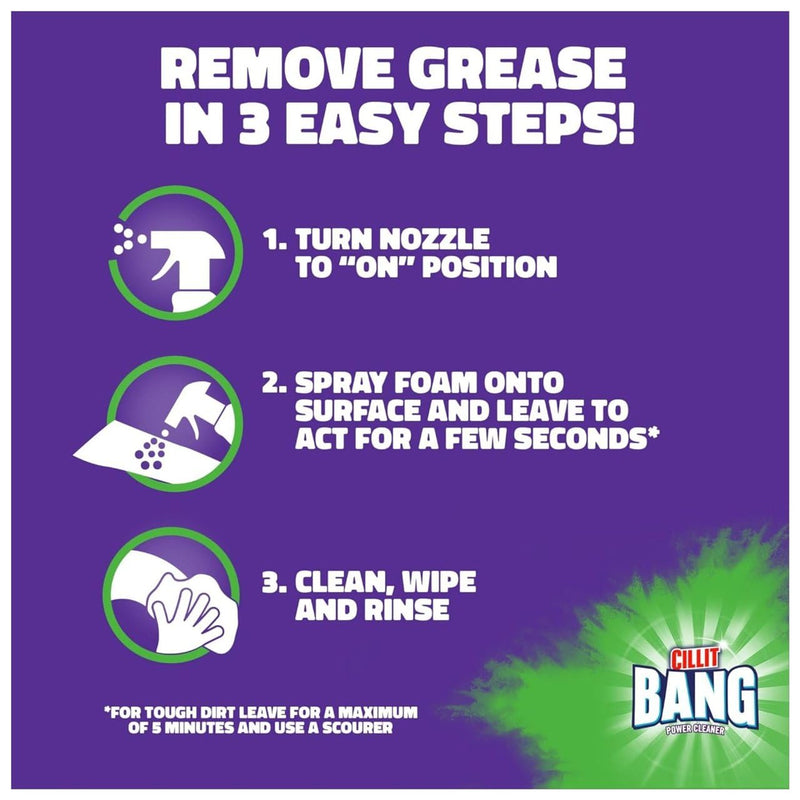 Cillit Bang Powerful Degreaser Spray | 750ml | Pack of 3 | Removes Food Stains, Dirt & Grease