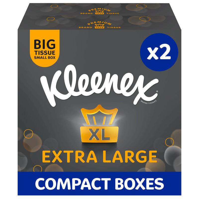 Kleenex Extra Large Soft Facial Tissues, 24 Compact Tissue Boxes, 1056 Tissues (24 Boxes) - 100% Recyclable Packaging