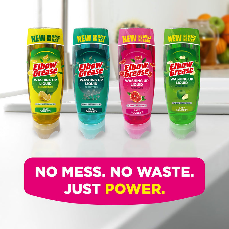 Elbow Grease Stand Up Washing Up Liquid | Power Degreaser - Easy Squeezy | No Mess, No Leaks (Various Scents, 450ml or 700ml)