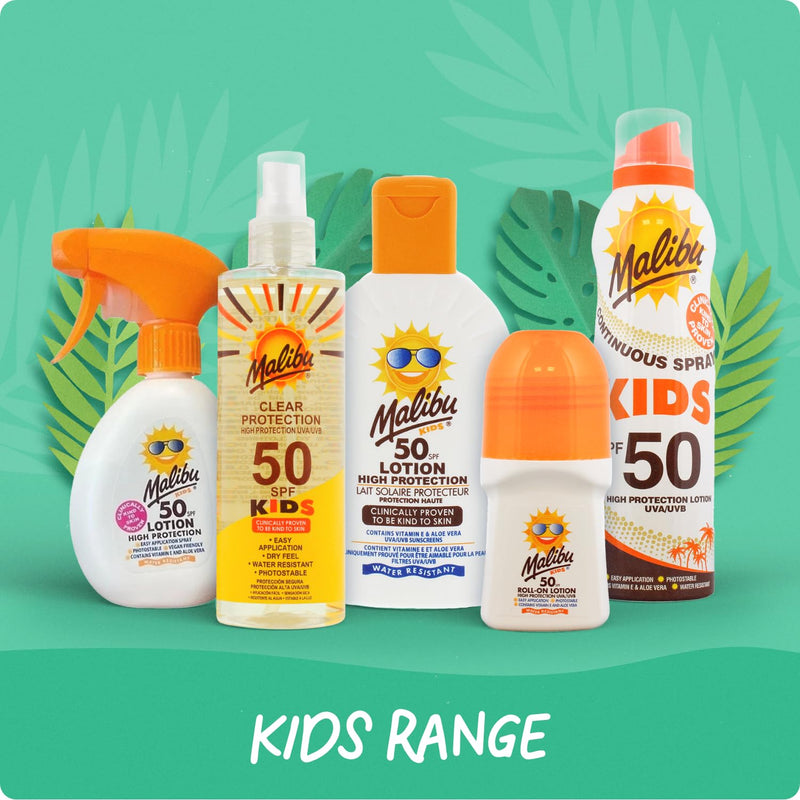 Malibu Sun Clear Spray Sunscreen, High Protection, Dry Feel, Water Resistant, 250ml