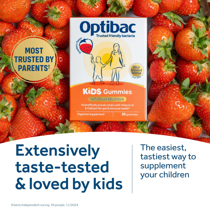 Optibac Probiotics Kids Gummies - Kids Probiotic with Vitamin D & Calcium for Immune System Support & Gut Health with 2 Billion Bacterial Cultures - 60 Vegan Gummies