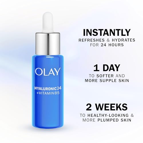Olay Hyaluronic Acid Serum for Face, Skincare with Niacinamide 99% Purity and Vitamin B5 (Panthenol). Hydrating Skin Care with 3 Actions: Plumps, Smooths, Hydrates. Non Greasy, Non Sticky, 40ml