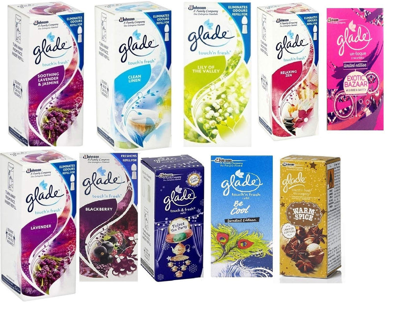 6 x GLADE TOUCH N FRESH REFILL'S 10ML - Random Mix