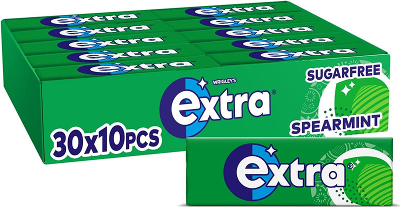 Wrigley's Extra Ice Spearmint Chewing Gum Sugar Free 10 Pieces - 30 Pack
