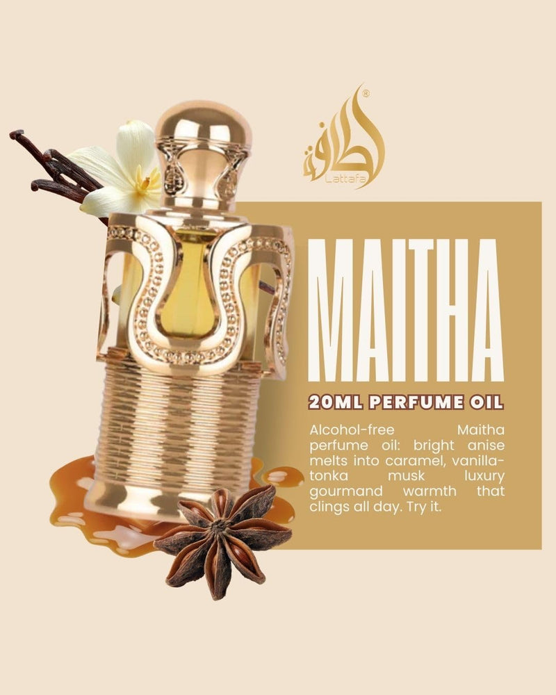 Maitha Concentrated Perfume Oil 20ml Lattafa for Women and Men - Attar Sweet Caramel Vanilla