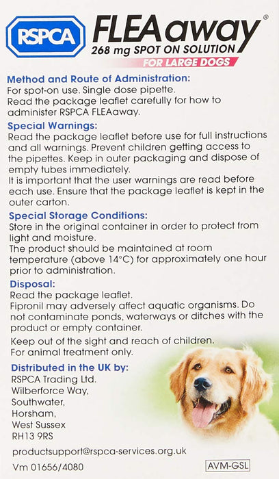 RSPCA FleaAway Spot-on Solution for Large Dogs, 268 mg Pink