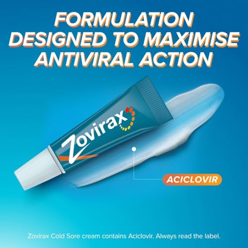 Zovirax Cold Sore Cream for Lips, with Aciclovir, Cold Sore Treatment that Speeds Healing and Pain Relief, Tube 2g