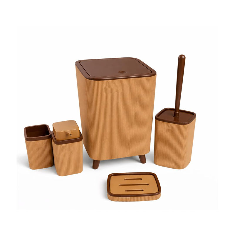 Premium Quality 5-Piece Modern Bathroom Accessories Set, Includes Waste Bin, Toilet Brush with Holder, Toothbrush Holder, Soap Dispenser, Soap Dish