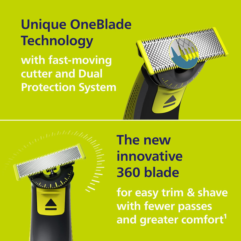 Philips Norelco OneBlade 360 Face Hybrid Trimmer and Shaver, Frustration Free Packaging, QP2724/90