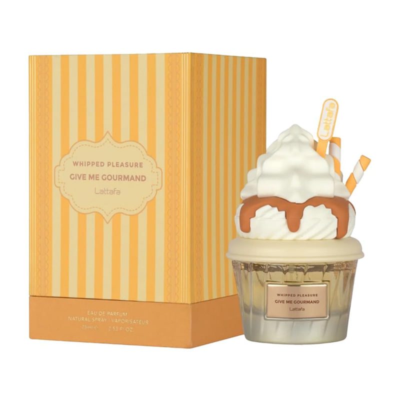Lattafa Whipped Pleasure Eau de Parfum, Give Me Gourmand Collection - Whipped Cream, Caramel & Vanilla Scent, Spray Form, Unisex 75ml Perfume