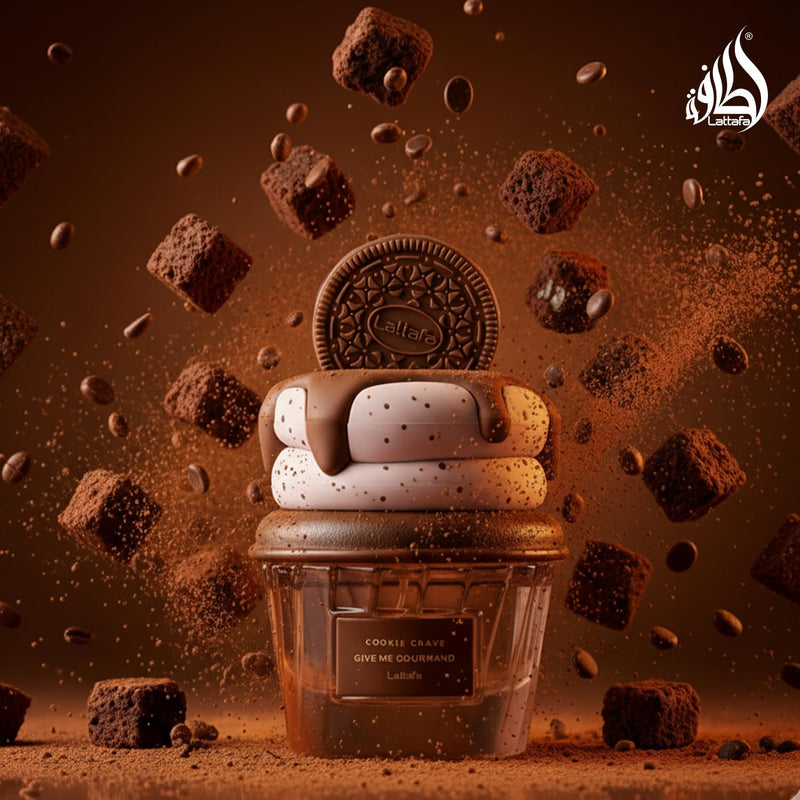Lattafa Cookie Crave Eau de Parfum, Give Me Gourmand Collection - Sweet Vanilla Cookie Scent, Cocoa Butter and Sugar Notes, Spray Form, Unisex Perfume 75ml