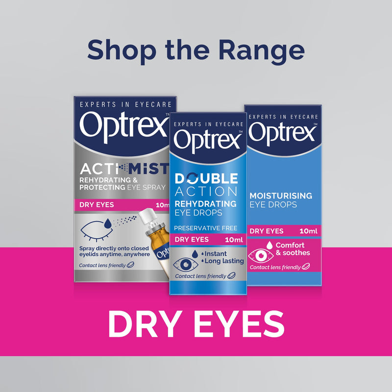 Optrex Actimist, Dry Eyes, 10ml, Rehydrating & Protecting Eye Spray ,Instant, Long-Lasting relief, Dual Action Relief For Tired, Dry Eyes, Treatment For Discomfort And Fatigue, Easy to Apply
