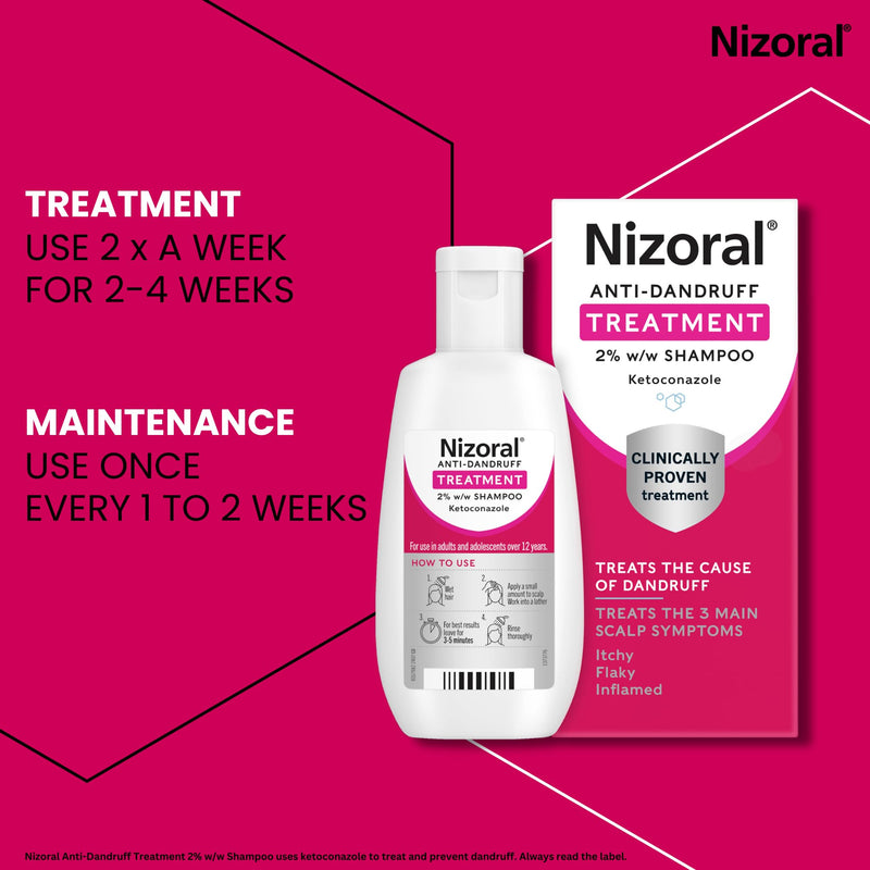 Nizoral Anti-Dandruff Treatment Shampoo, Treats and Prevents Dandruff, Clinically Proven to Control Itchy & Flaky Scalps, Contains Ketoconazole, 1 x 60ml