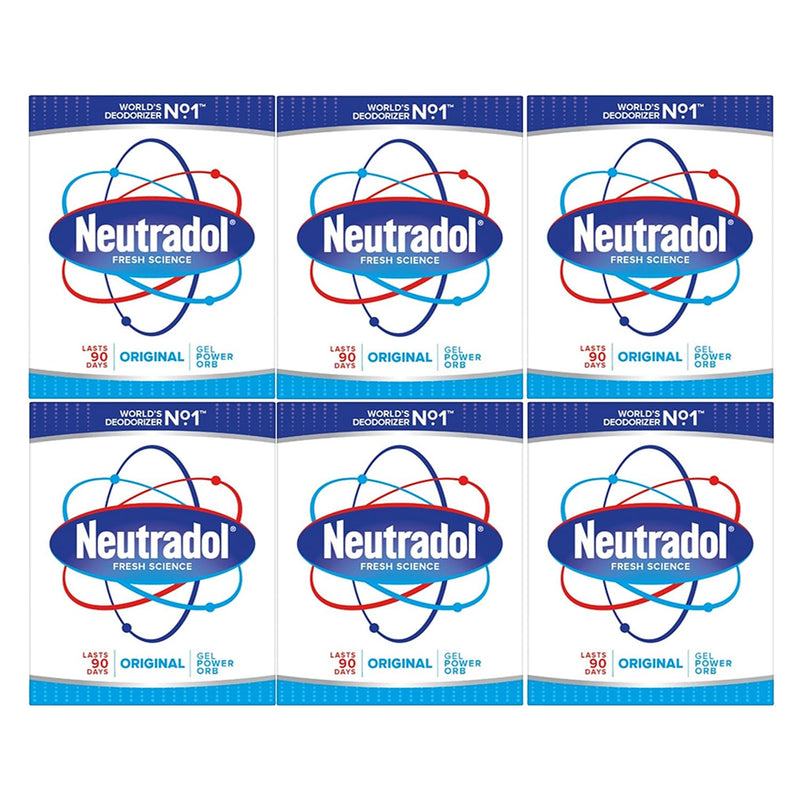 Neutradol Slow Release Gel, Air Freshener and Odour Eliminator, No Plug or Spray Needed, Multipack of 6 x 135g