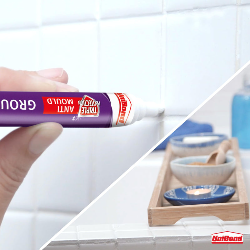 Unibond Grout Reviver Pen, White Grout Pen for Bathroom Grout Joints, Easy to Use Tile Grout Pen, Whitener for Restoring Discoloured & Faded Joints, 1x7ml