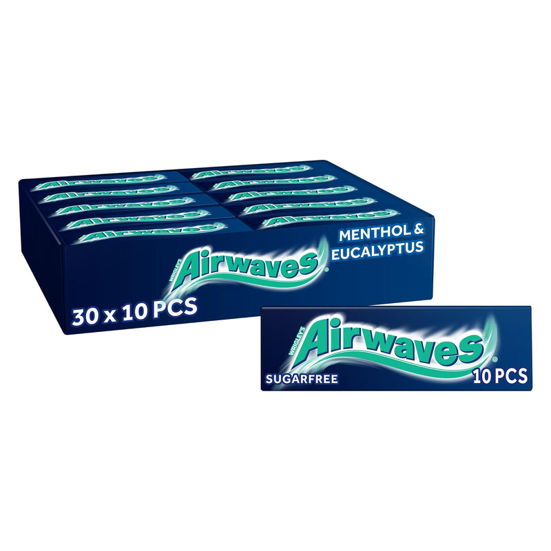 Airwaves Menthol Eucalyptus Sugar Free Chewing Gum Bulk, 30x10 Pcs