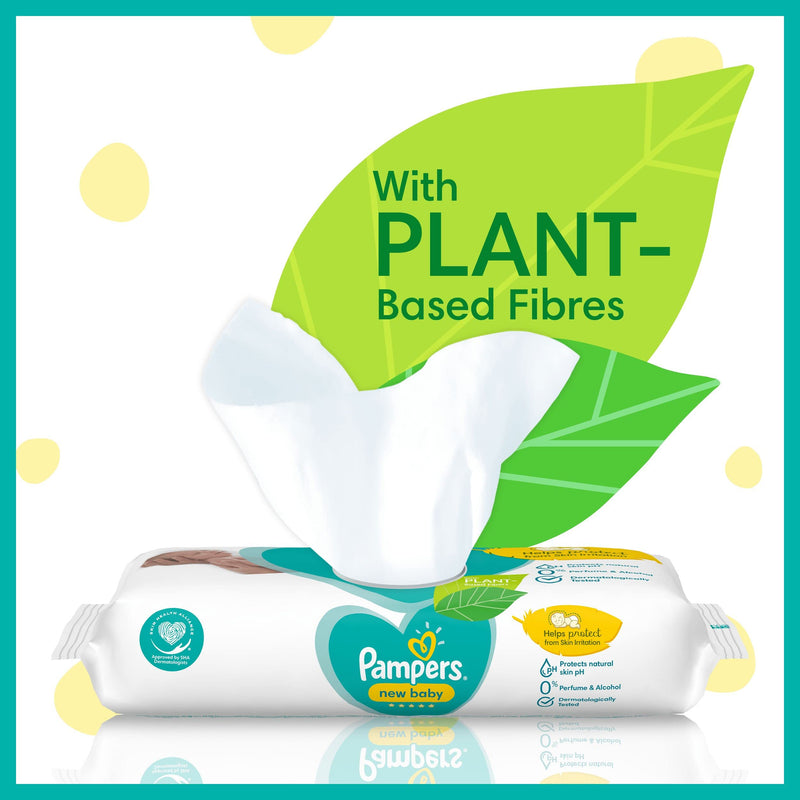 Pampers New Baby Wipes 12 Packs of 50 Wipes, 600 Baby Wet Wipes, Unscented, Helps Protect from Skin Irritation