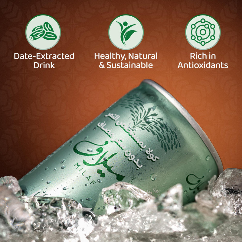 Milaf Cola Sparkling Soft Drinks Date Extract Carbonated Beverage Fizzy Drinks No Added Sugar Cola High Fibre No Aspartame Delicious & Healthy Alternative 240ml Cans (Pack of 24)