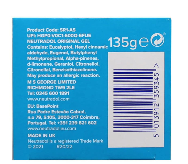 Neutradol Slow Release Gel, Air Freshener and Odour Eliminator, No Plug or Spray Needed, Multipack of 6 x 135g