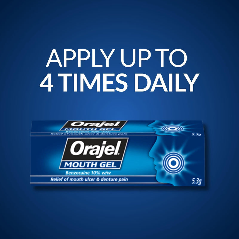 Orajel Mouth Gel for Fast Mouth Ulcer Treatment & Oral Gel Relief, Targeted Tooth Pain Relief, Easy-Apply Mouth Numbing Gel, 5.3g