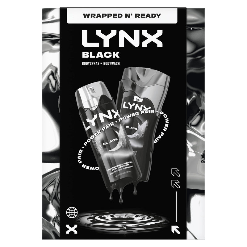 Lynx Black Duo Gift Set with a body wash and a body spray perfect for any occasion 2 piece