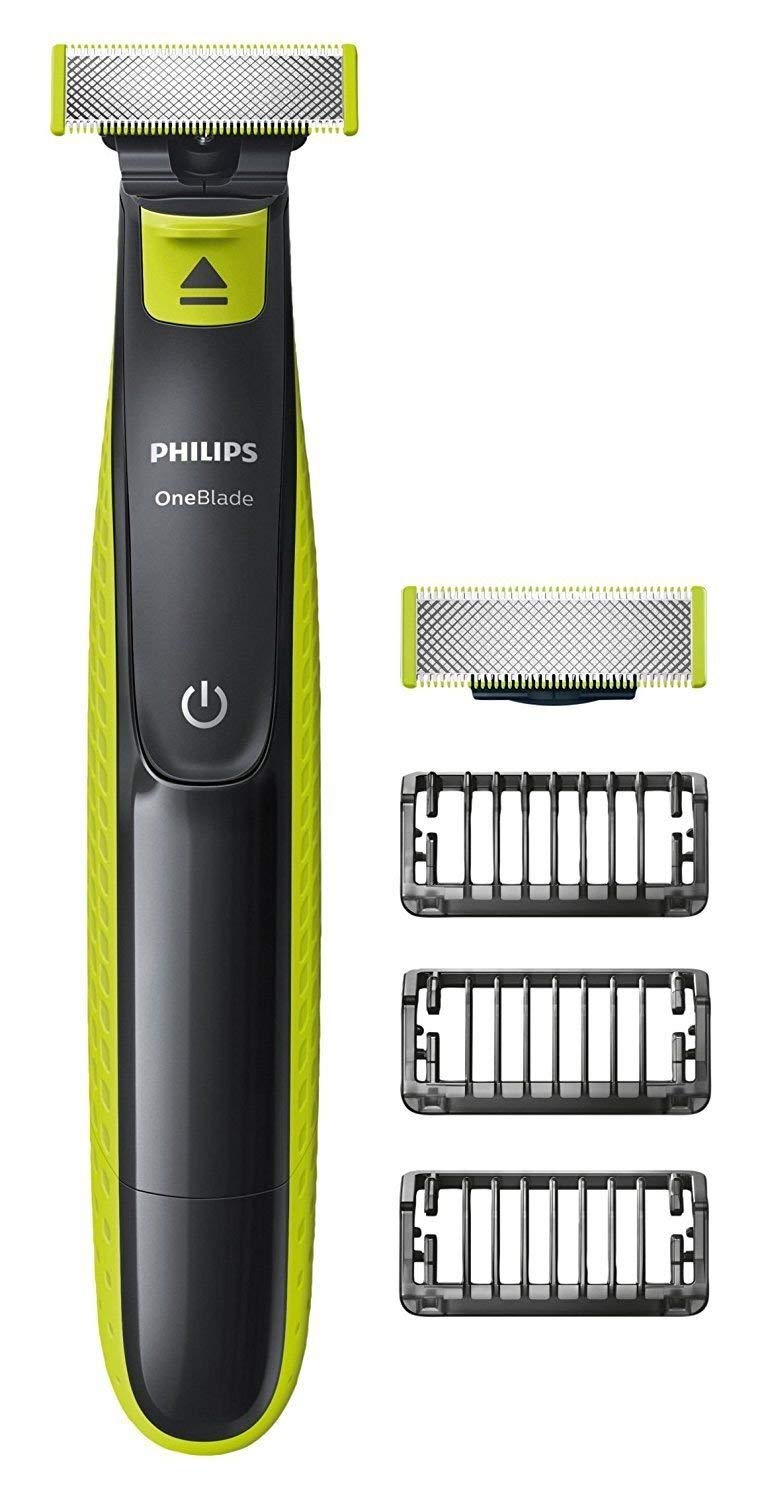 Philips QP2520/25 OneBlade with 3x stubble combs in Lime Green and Charcoal Grey