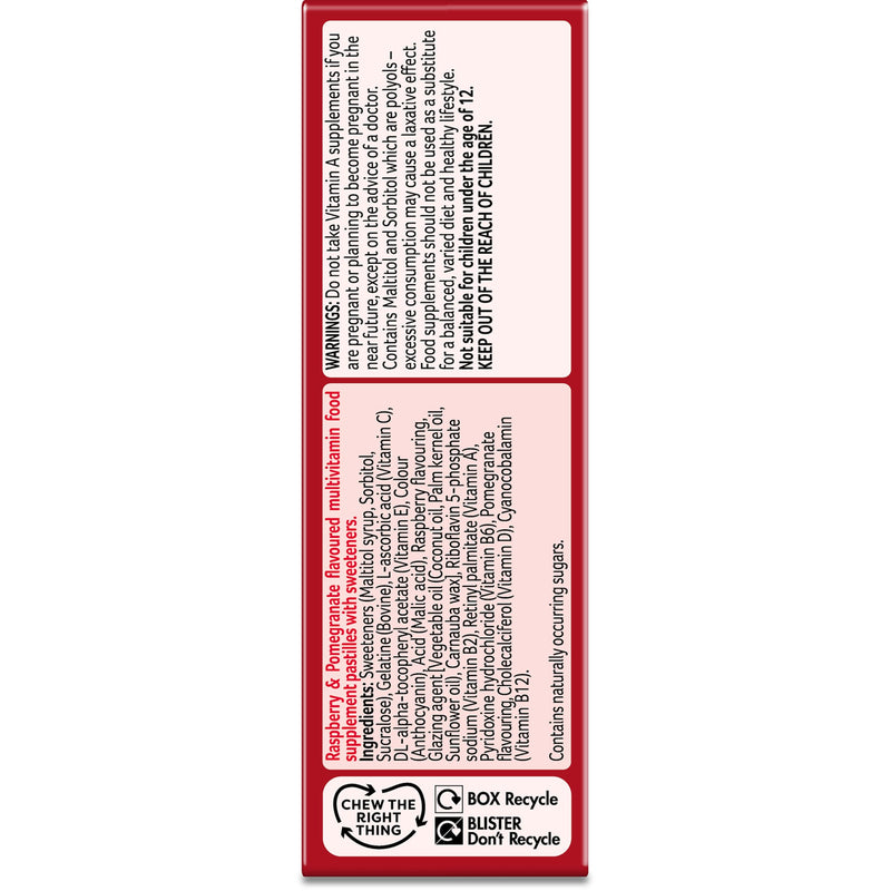 Bassetts Vitamins Adult Raspberry & Pomegranate Flavour Multivitamins 30 Gummy Pastilles