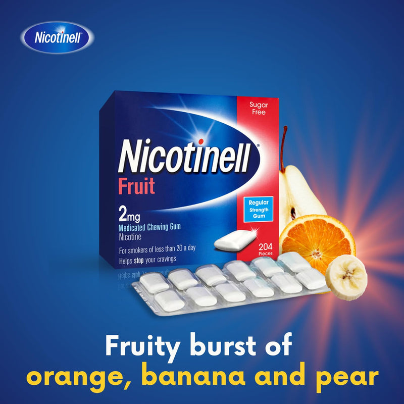 Nicotinell Fruit Gum 2mg (204 Pieces), Nicotine Gum, Value Pack