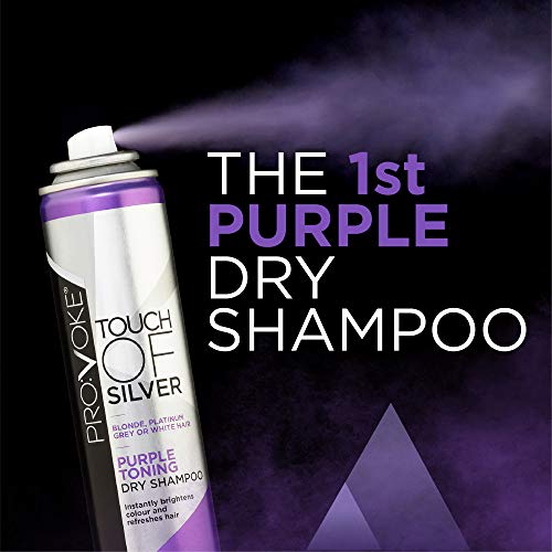 PROVOKE Touch Of Silver Purple Toning Dry Shampoo 200 ml, Neutralises Brassy Tones and Refreshes Hair, First Ever Dry Shampoo