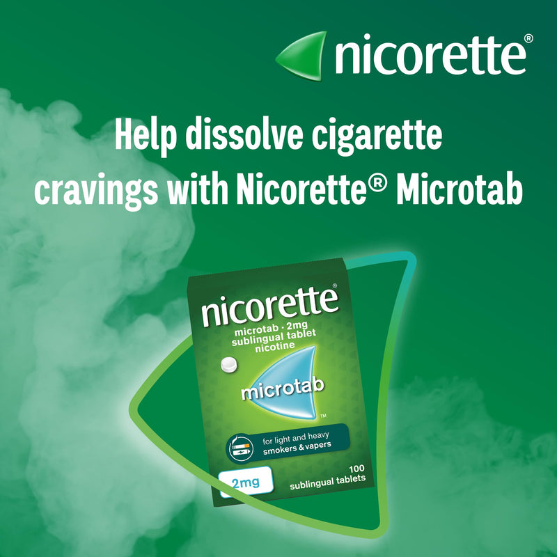 Nicorette Microtab 2mg Sublingual Tablet (100 Pieces), Smoking Cessation Aid to Actively Fight Withdrawal Symptoms, Sublingual Tablets to Help Stop Smoking
