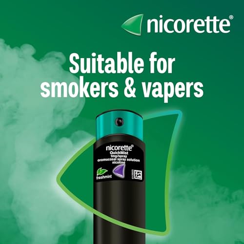 Nicorette QuickMist Mouthspray, Cool Berry (2 x 150 Sprays) Smoking or Vaping Cessation Aid, Designed to Start reducing Cravings in 30 Seconds (Quit Smoking or Quit Vaping Aid)