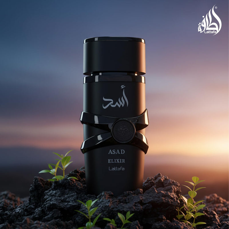 Lattafa Asad Elixir Eau de Parfum 100ml – Long-Lasting Amber Woody Spicy Men’s Fragrance with Tobacco, Cedar & Vanilla Notes | Powerful Masculine Arabic Perfume
