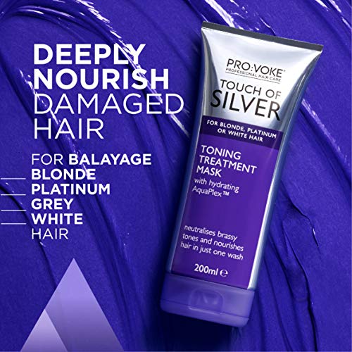 PROVOKE Touch of Silver Toning Treatment Mask 200ml | Purple Conditioner for Blonde, Platinum, White or Grey Hair | Purple Shampoo Alternative to Banish Brassy Tones, packaging may vary