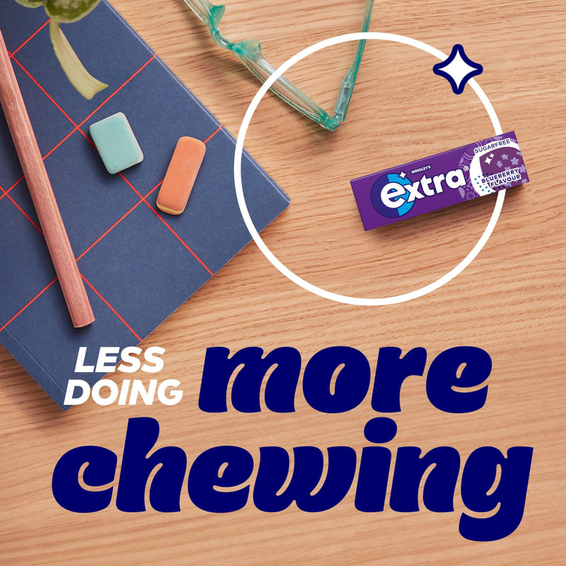 Extra Blueberry Flavour Sugar Free Chewing Gum 10 pieces (1 x30x36 Packs)