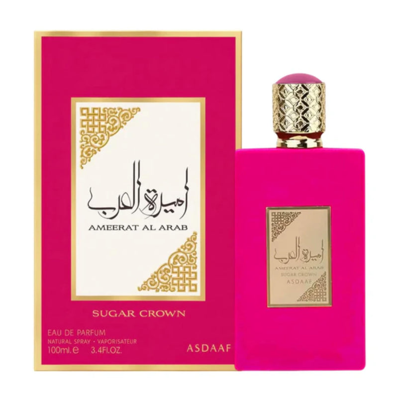 Ameerat Al Arab Sugar Crown Eau de Parfum 100ml for Women by Asdaaf Lattafa – Sweet Gourmand Perfume with Candied Orange, Cotton Candy, Vanilla Cream & Tonka Bean
