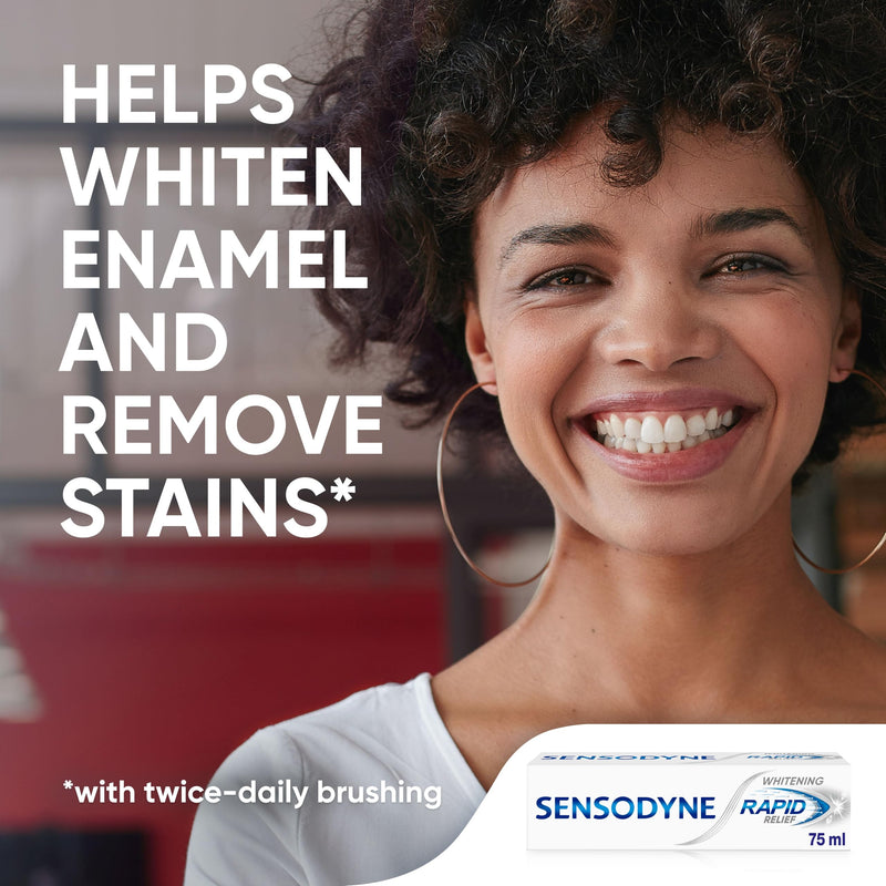 Sensodyne Toothpaste Rapid Relief, Teeth Whitening Toothpaste that Provides Relief from Sensitive Teeth, 75ml