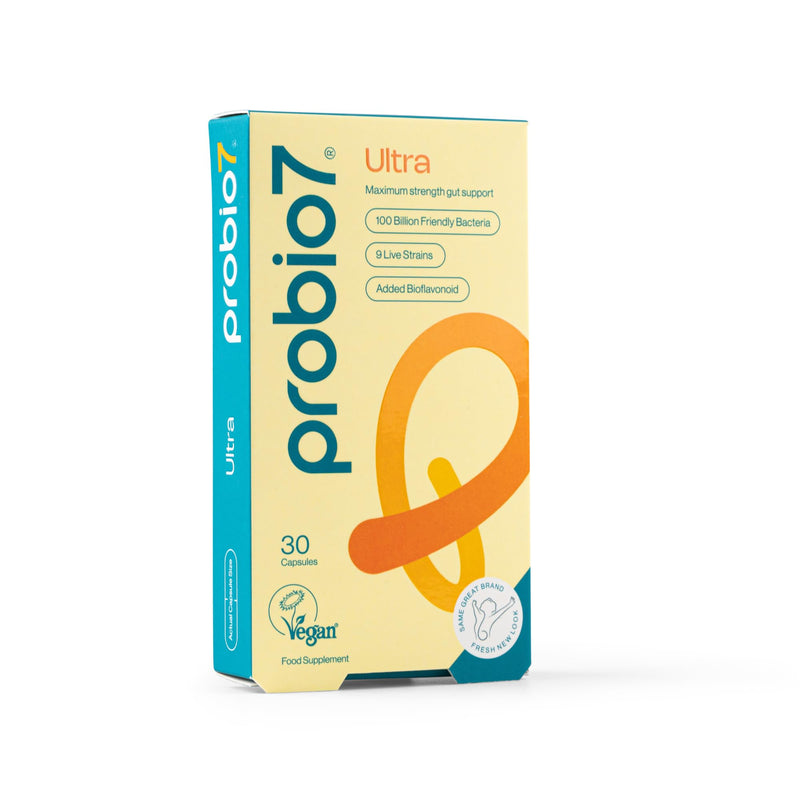Probio 7 Ultra | 9 Live Strains | 100 Billion CFU, Saccharomyces boulardii & Bioflavanoid | Gut Health Supplements, Probiotics for Gut Health