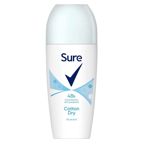 Sure Antiperspirant Roll On Cotton Dry 48H Sweat and Odour Protection Roll On with Fresh, Light and Clean Scent Deodorant for Women, 50ml
